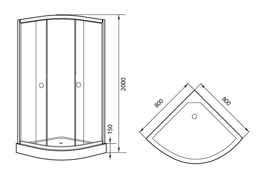 Душевой уголок Agger A01-080TCR 80x80 прозрачный, четверть круга