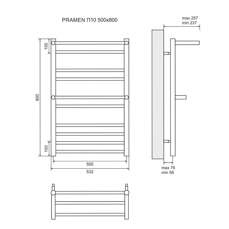 Полотенцесушитель водяной Lemark Pramen LM33810 П10 50x80