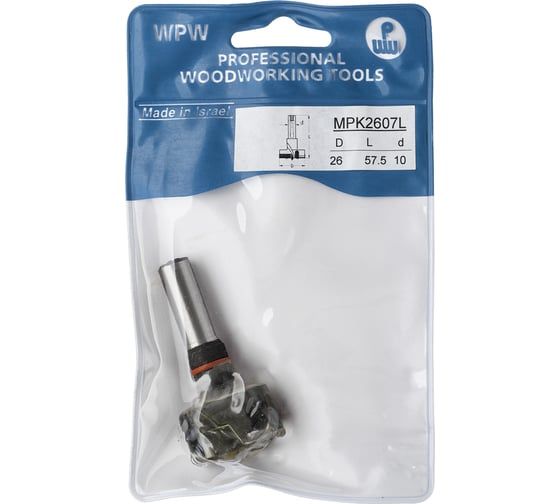 Сверло чашечное левое под мебельную петлю (26х57.5 мм; хвостовик 10 мм присадка) WPW MPK2607L