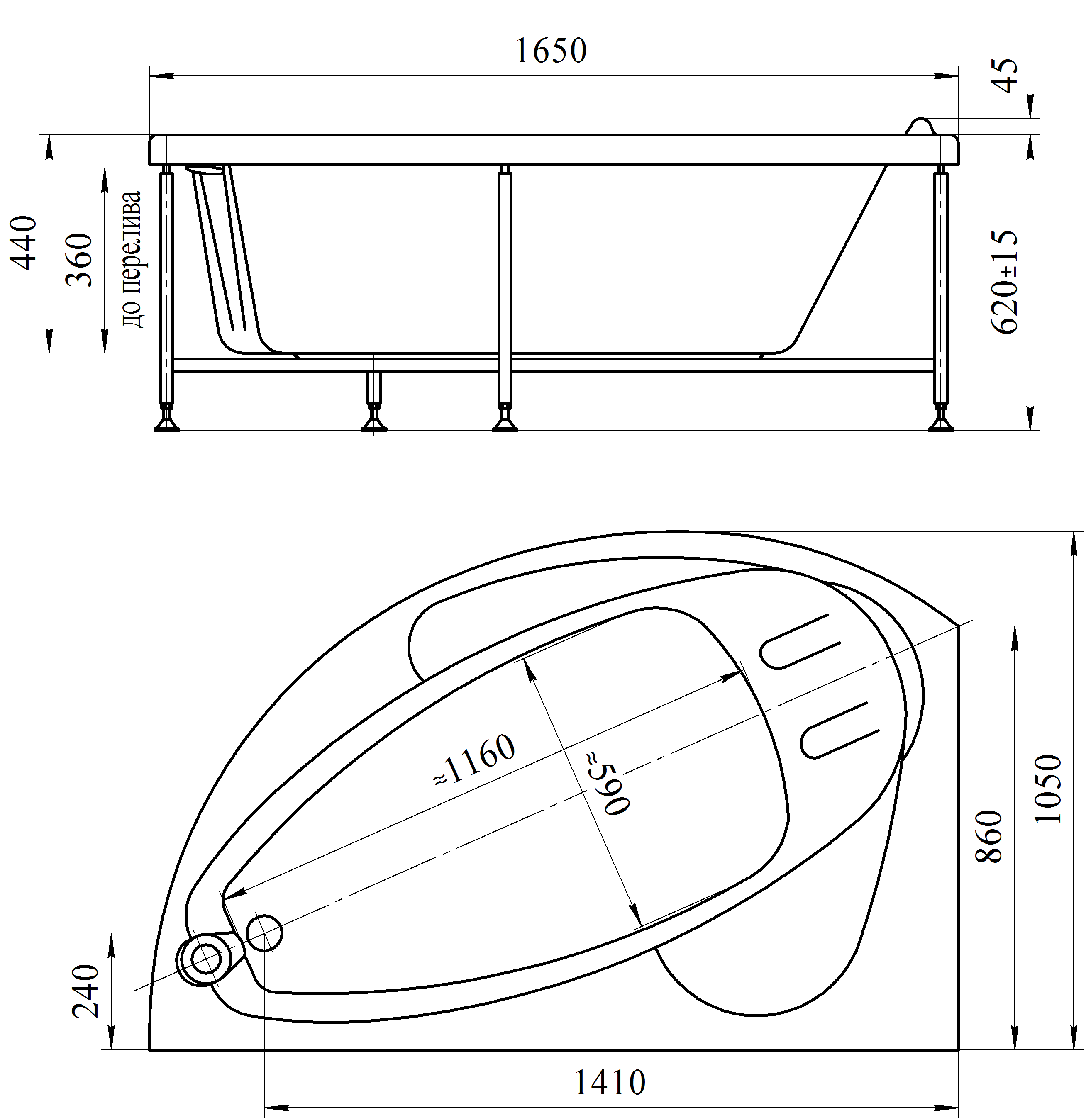 Акриловая ванна Ваннеса Варна 165х105 L/R