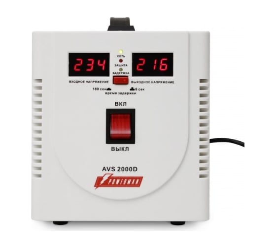 Стабилизатор напряжения Powerman 1ф 2 кВА AVS 2000 D 1192184