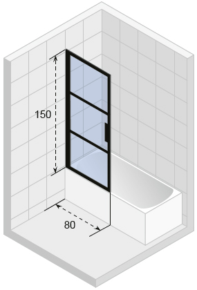 Шторка для ванны Riho Grid GB501 80 см L, с покрытием Riho Shield