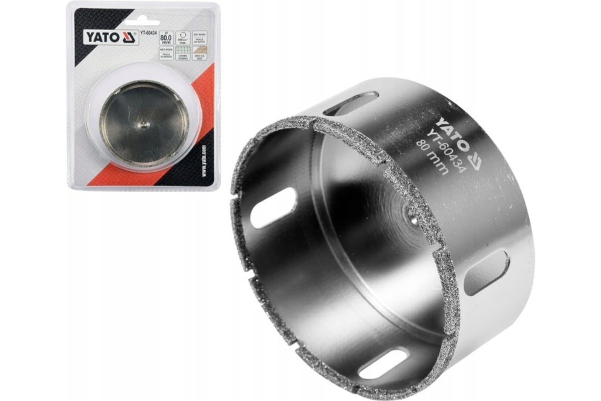 Сверло алмазное по керамограниту 80 мм Yato YT-60434