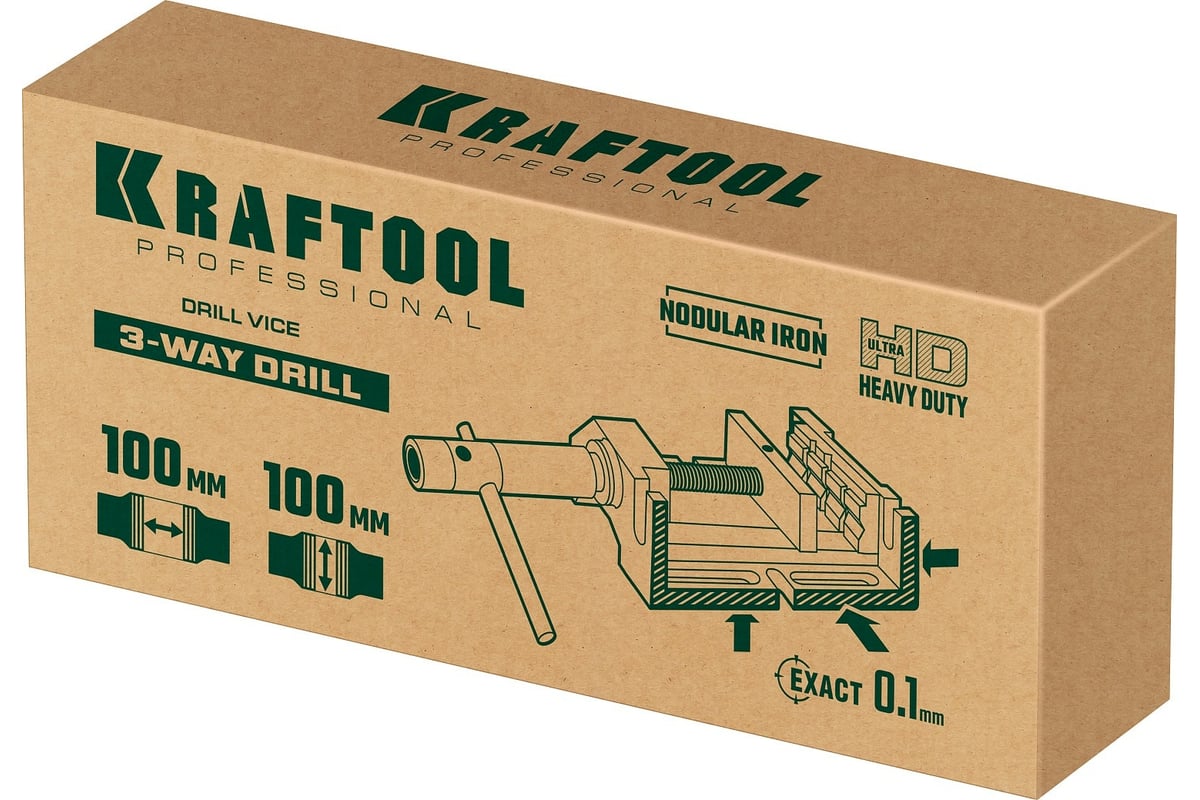 Станочные трехсторонние сверлильные тиски Kraftool 100 мм 32716-100