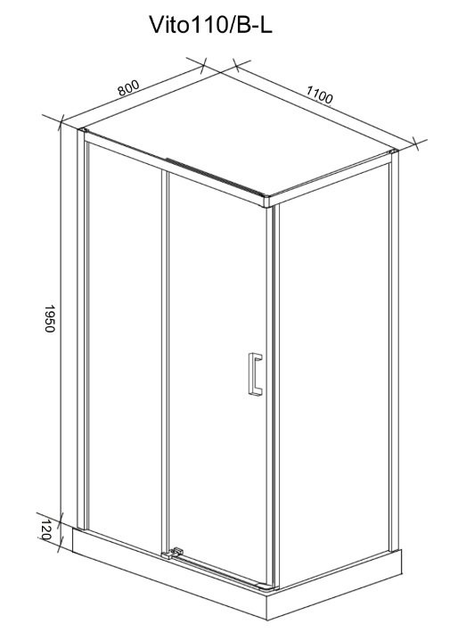 Душевой уголок Cerutti Vito 110x80 L, прозрачный, хром