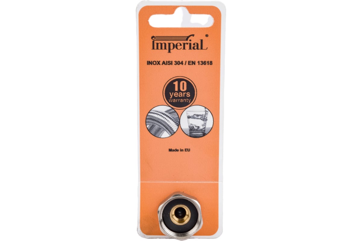 Подводка для холодной и горячей воды Imperial 698.80 в том числе питьевой, в стальной оплетке, гибкая 0,8м 1/2F-1/2M DN8
