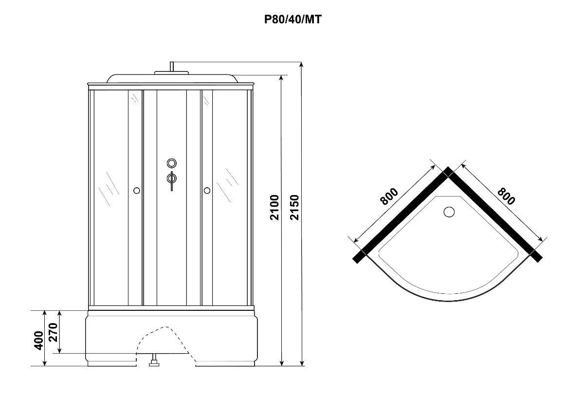 Душевая кабина Niagara Promo P80/40/MT 80x80 стекло матовое, без г/м