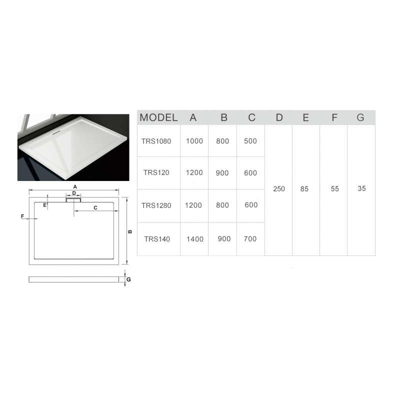 Поддон для душа WeltWasser TRS 140x90