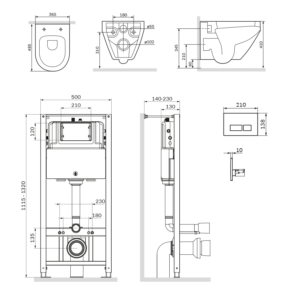 Подвесной унитаз Am.Pm Spirit V2.0 IS47001.701700 с сиденьем микролифт, инсталляцией и белой клавишей