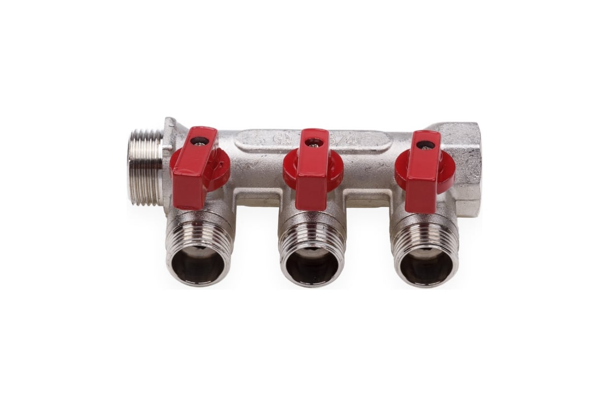 Резьбовой коллектор с кранами Aqualink вн-нар 3/4, 1/2х4 2426