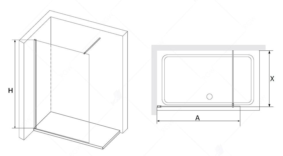 Душевая перегородка RGW Walk In WA-010B 90x195 черный, прозрачное