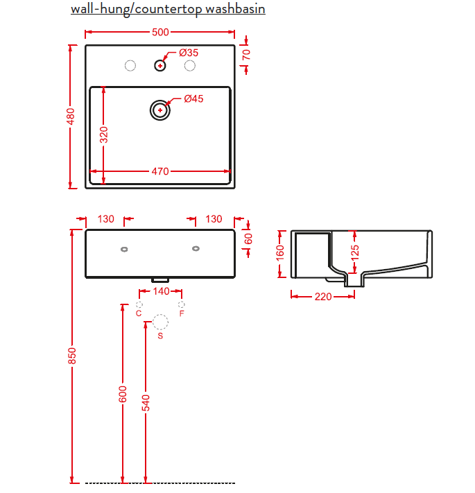 Раковина ArtCeram Quadro QUL002 01 00 50 см белый