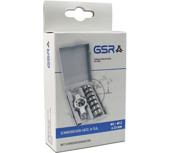 Набор плашек GSR 25х9 HSSG М3-М12 + Плашкодержатель 25х9 00708030