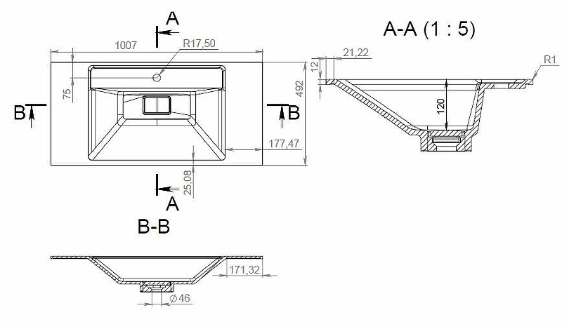 Раковина Am.Pm Inspire 2.0 100 см M50AWPX1001WG белый