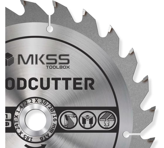 Диск пильный по дереву MKSS Toolbox Woodcutter WC1850 185x24Тх30/20/16 мм WC18502430
