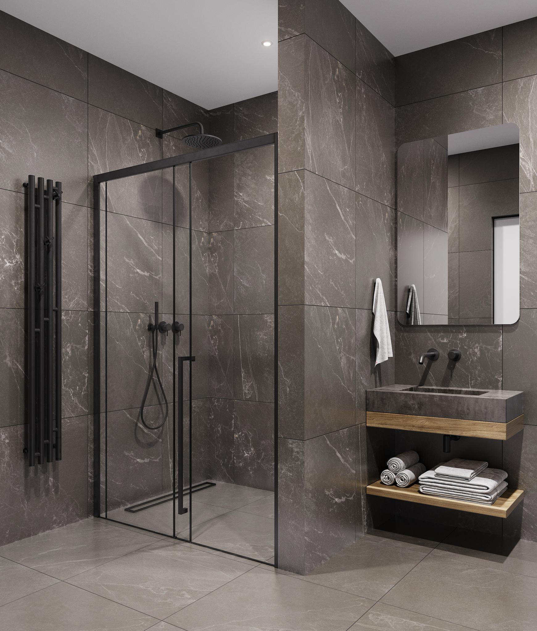 Душевая дверь Timo TDSS-150/03C-8R 150x200 прозрачное, черный