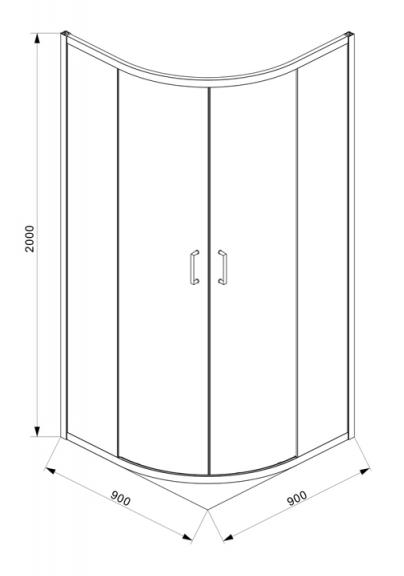 Душевой уголок Bravat Blackline 90x90 четверть круга, черный