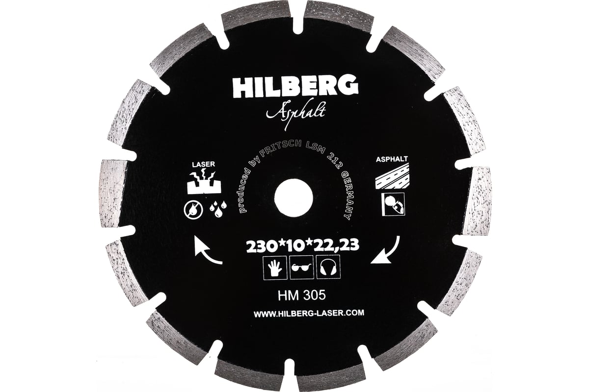 Диск алмазный отрезной по асфальту (230x10х22.23 мм) Hilberg HM305