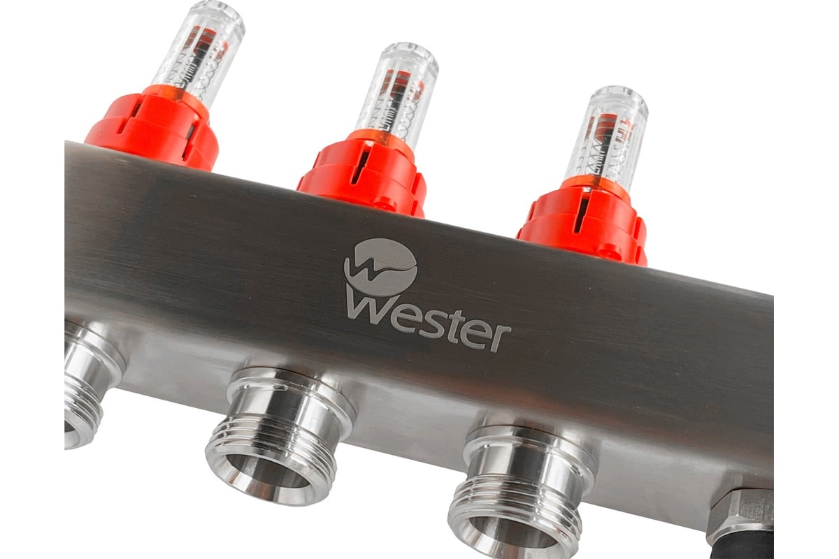 Коллектор нерж. Wester MUFS 1"-3/4 в сборе с расходомерами на 4 выхода 0-32-1504