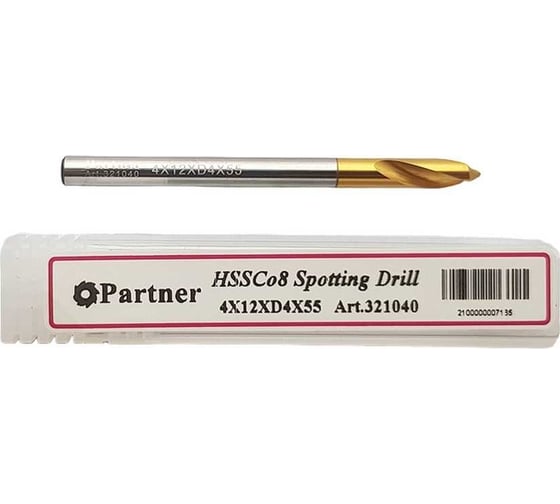 Сверло центровочное Серия 321 (4х55 мм, HSSE, TiN, 90°) Partner 321040