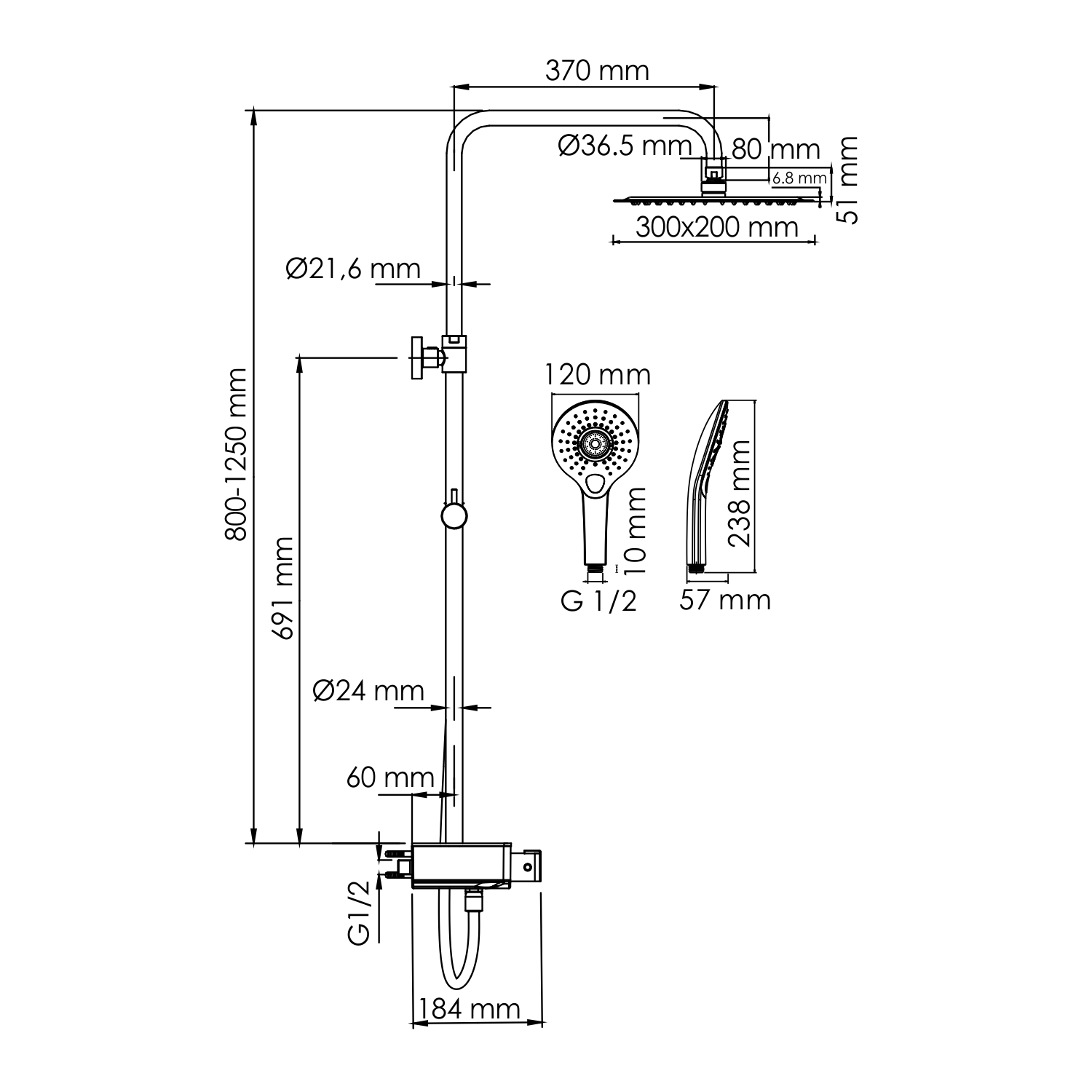 Душевая стойка WasserKRAFT A113.069.101.CH Thermo с термостатом, хром