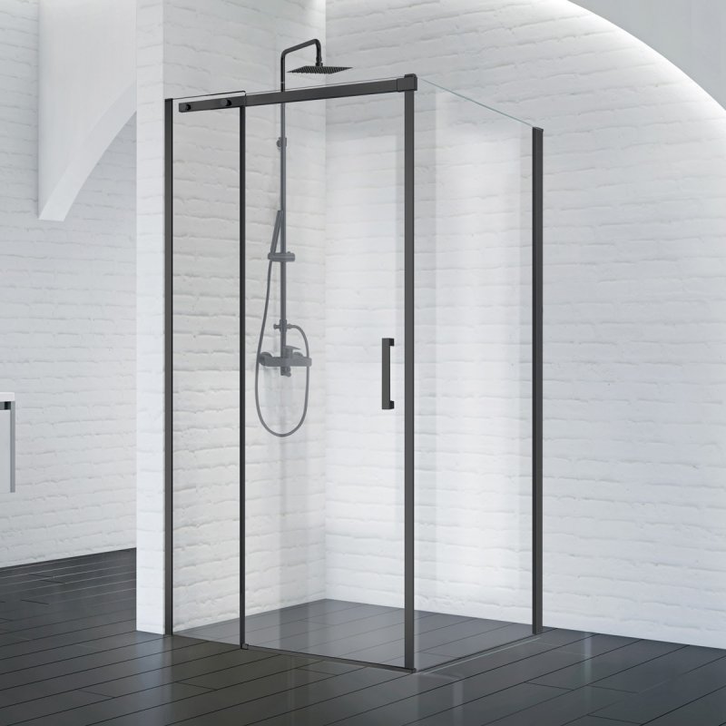 Душевой уголок BelBagno Acqua 120x90 ACQUA-AH-1-120/90-C-NERO прозрачный, черный