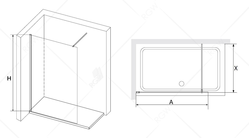 Душевая перегородка RGW Walk In WA-010B 80x195 черный, прозрачное