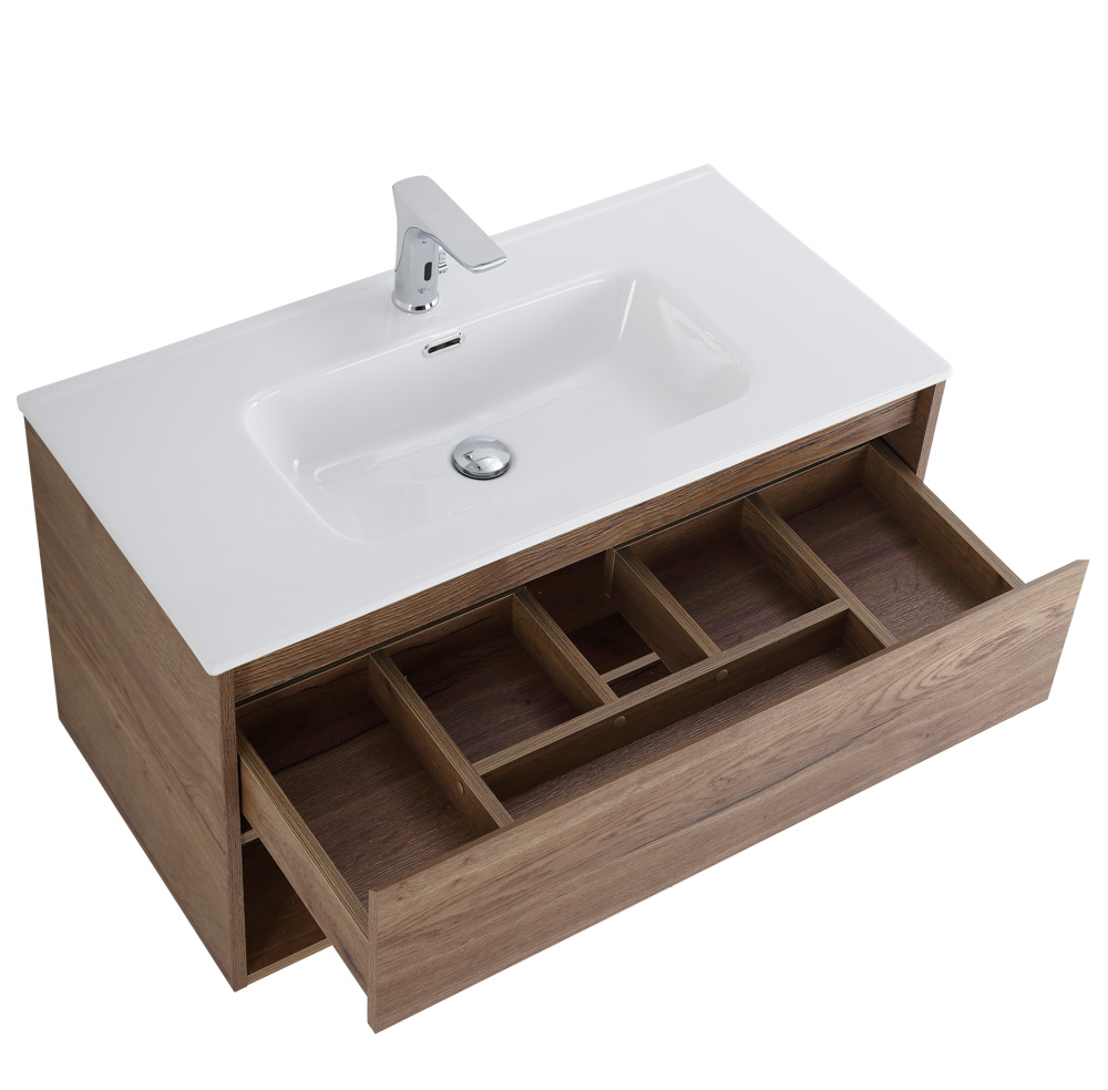 Тумба с раковиной BelBagno Kraft 80 см 1 ящик, полка Rovere Tabacco