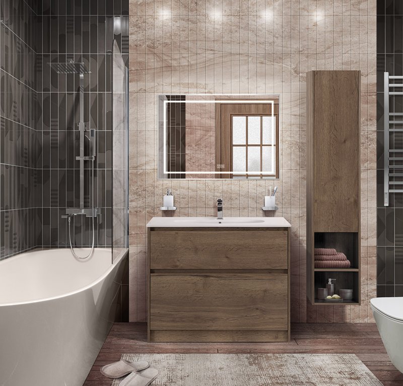 Тумба с раковиной BelBagno Kraft 80 см напольная Rovere Tabacco