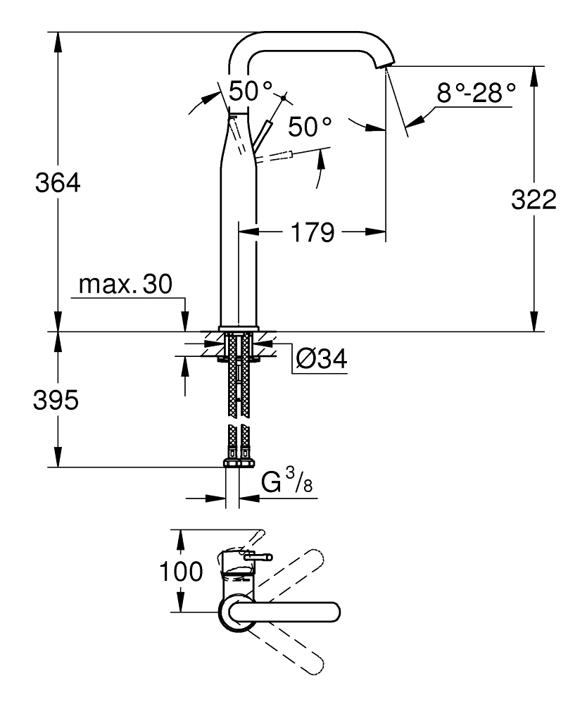 Смеситель для раковины Grohe Essence+ 32901001