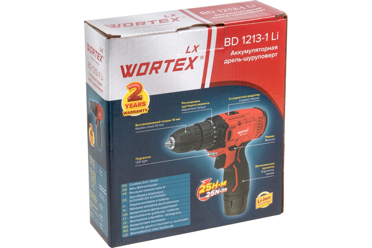 Аккумуляторная дрель-шуруповерт Wortex LX BD 1213-1 Li 1329350