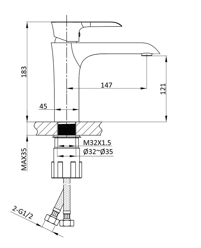 Смеситель для раковины Vincea Esse VBF-1E1MB черный