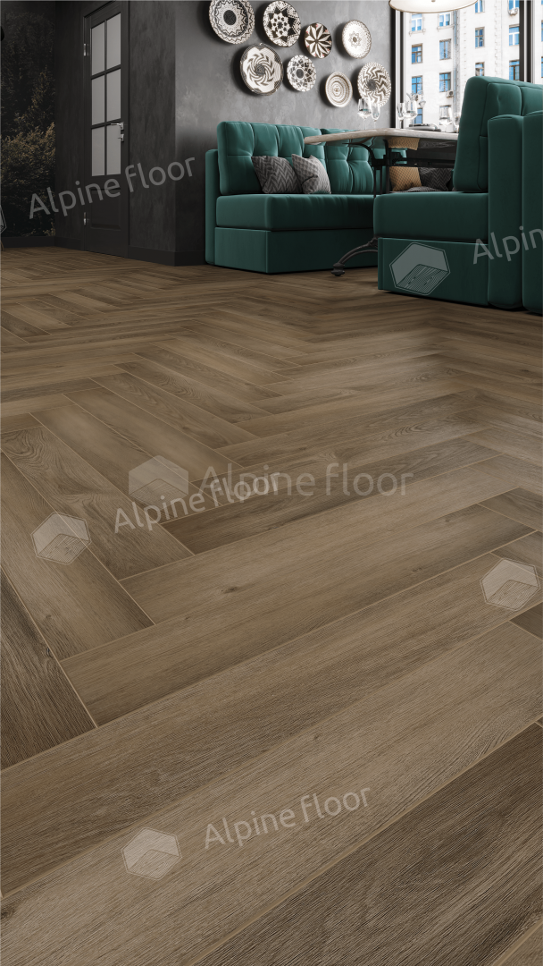 Ламинат Alpine Floor Herringbone Дуб Анжу 606x101x8 мм, LF102-11A