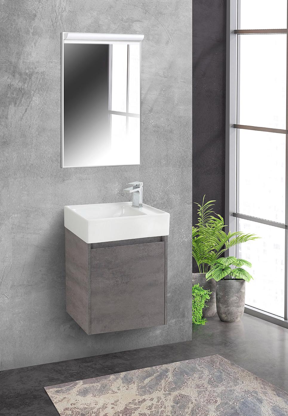 Тумба с раковиной BelBagno Kraft Mini 50 см Cemento Grigio, L