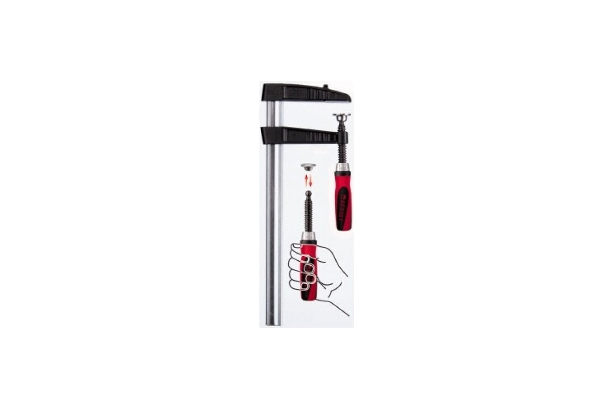 Чугунная струбцина BESSEY Tgk100-2k 1000/120, 7 кн, 2к ручка BE-TGK100-2K