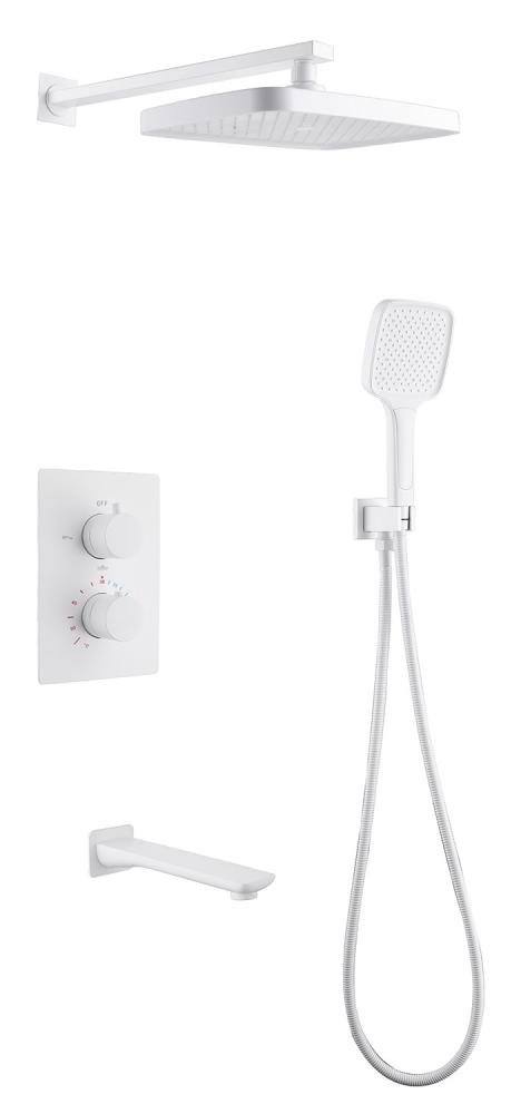 Душевой набор Abber Weiss Insel AF8050W с термостатом и изливом, белый