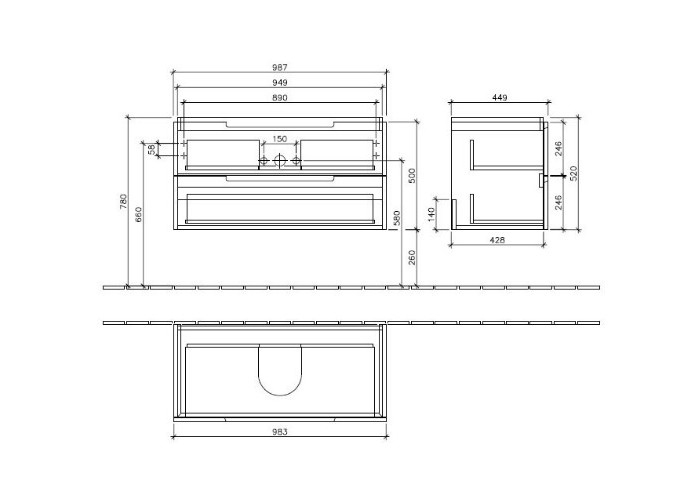 Тумба с раковиной Villeroy&Boch Subway 2.0 80 см белый