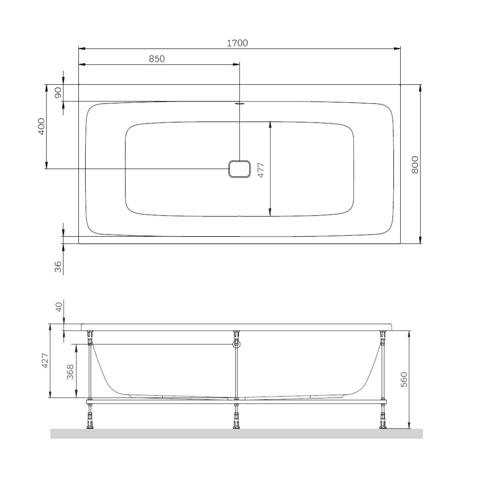 Акриловая ванна Am.Pm Func W84A-170-080W-A 170x80 см