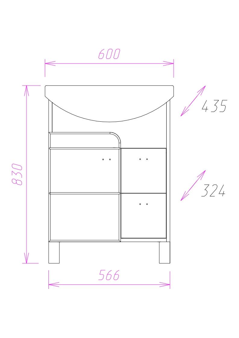 Мебель для ванной Onika Стиль 60 см белый/ясень шимо светлый