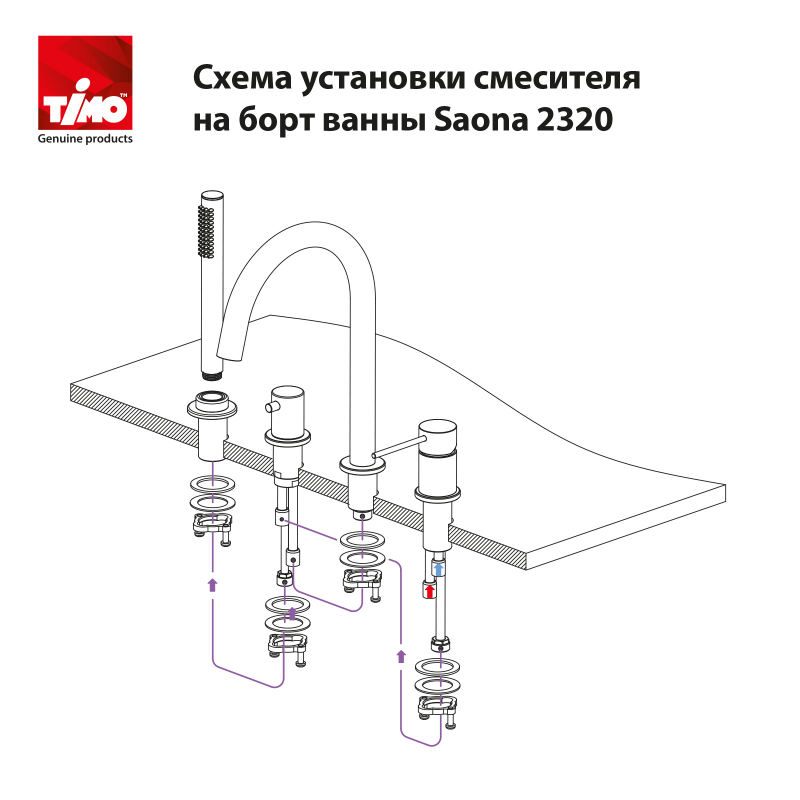 Смеситель на борт ванны Timo Saona 2320/17Y матовое золото