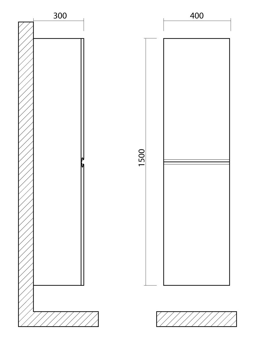 Шкаф пенал Art&Max Bianchi 40 см, серый матовый