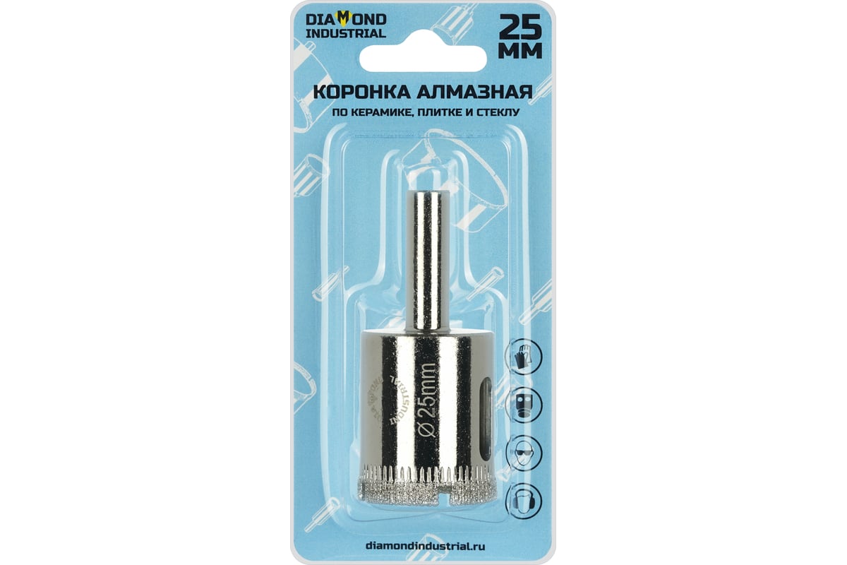 Коронка алмазная по керамике, плитке и стеклу 25 мм Diamond Industrial DIDCBC025