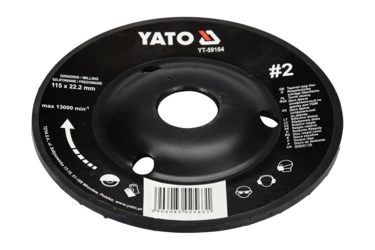 Диск-фреза шлифованный по дереву для УШМ, 115мм Yato YT-59164