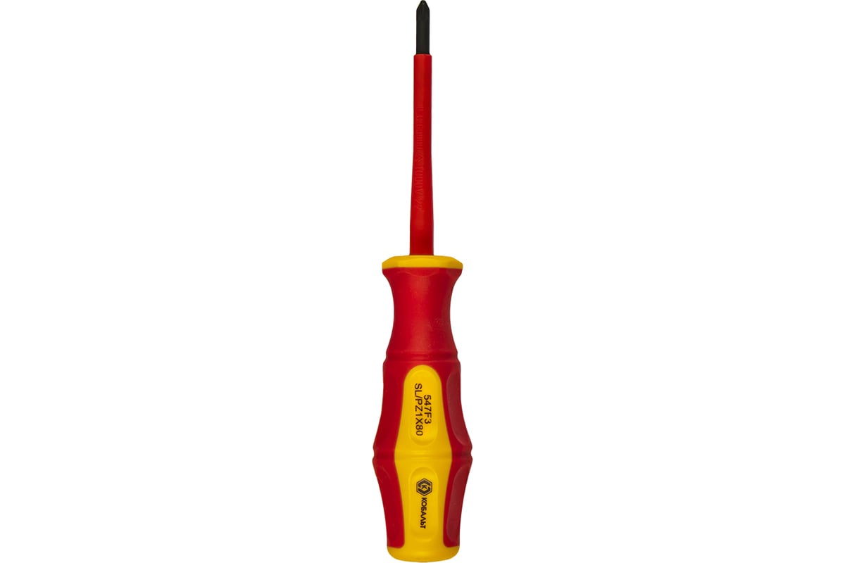 Диэлектрическая отвертка КОБАЛЬТ Ultra Grip FL/PZ-1x80 мм, CR-V, двухкомпонентная рукоятка 799-727