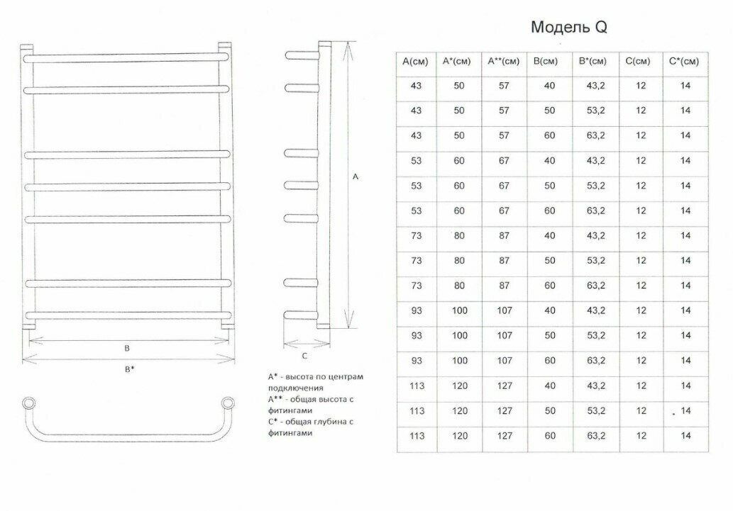 Полотенцесушитель водяной Двин Q 1"-1/2" 53x80 состаренная бронза