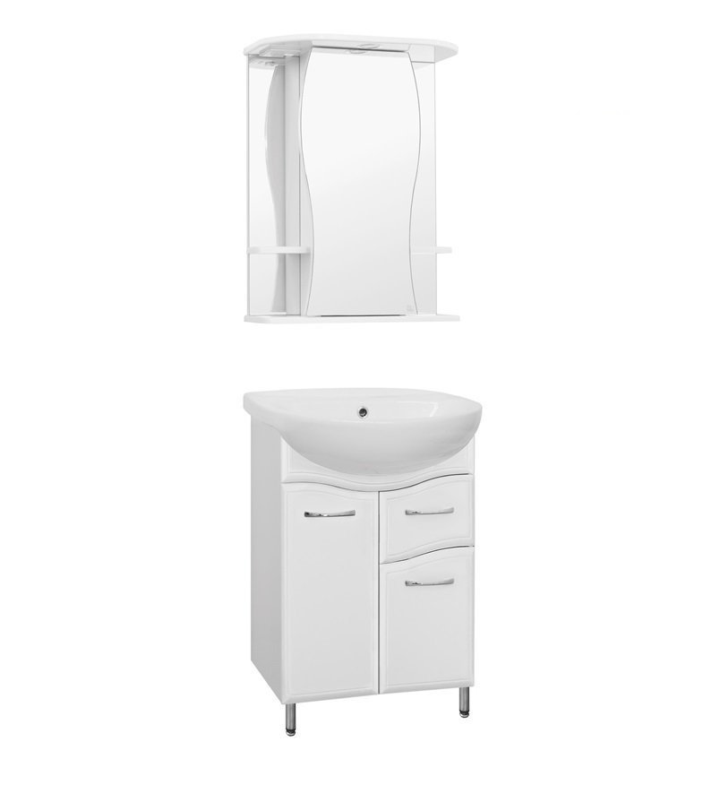 Зеркальный шкаф Style Line Лорена 55x73 см с подсветкой, белый ЛС-00000120