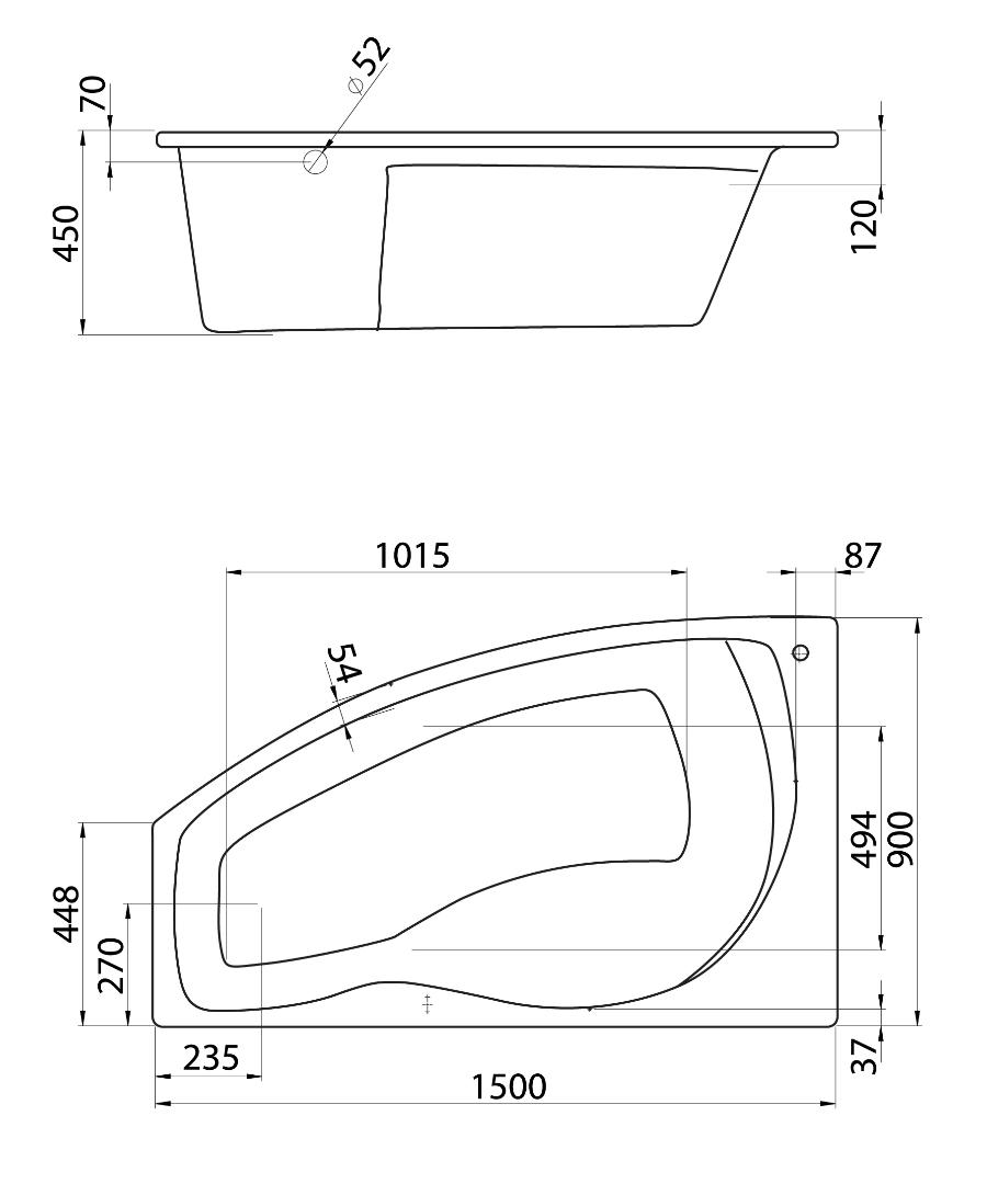 Акриловая ванна Santek Майорка 150x90 L