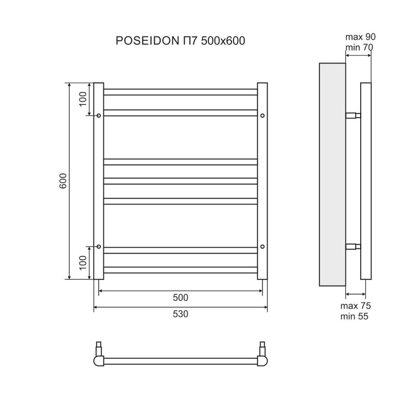 Полотенцесушитель водяной Lemark Poseidon LM42607 П7 50x60