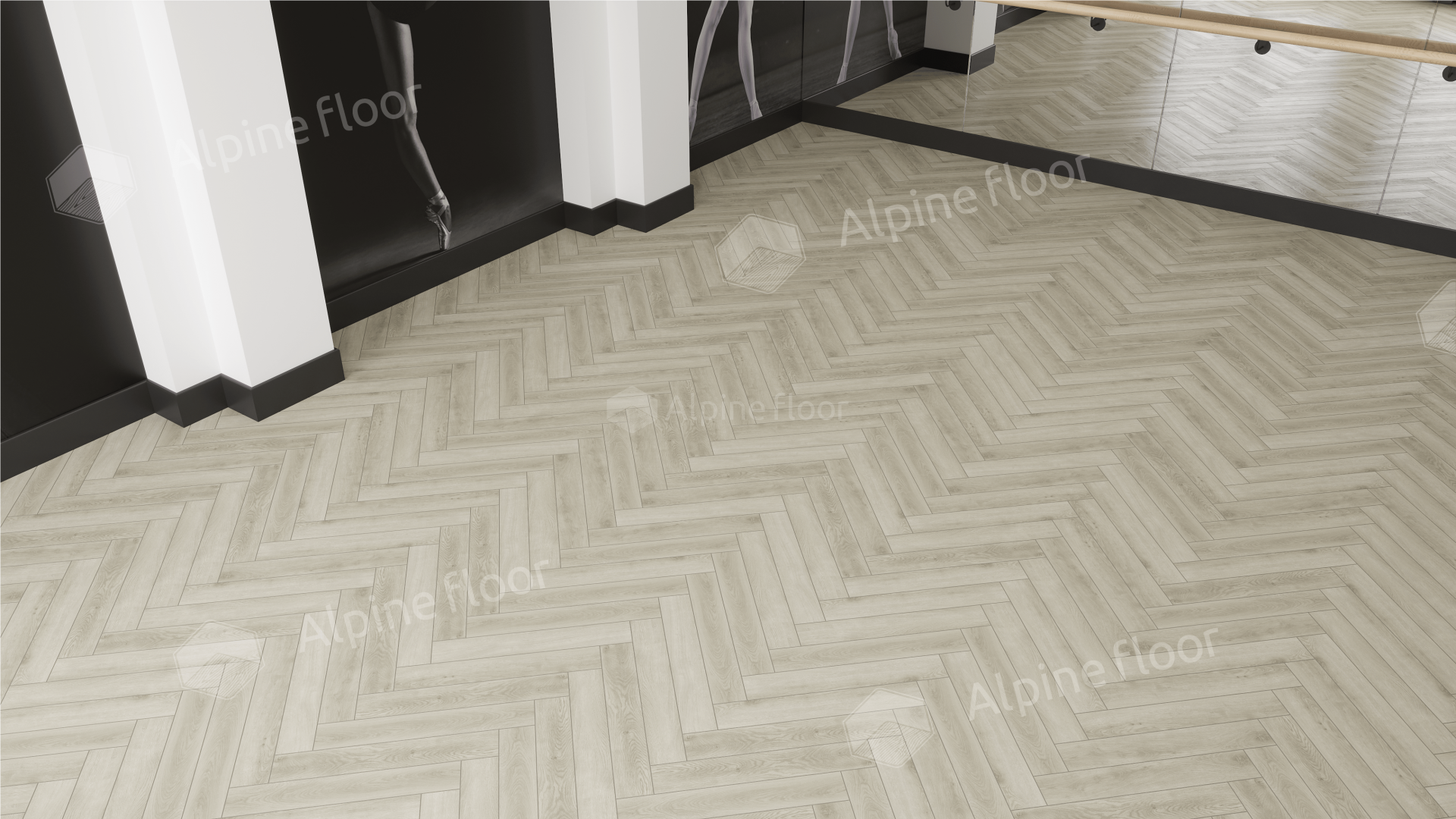 Ламинат Alpine Floor Herringbone Дуб Монпелье 606x101x8 мм, LF102-6B