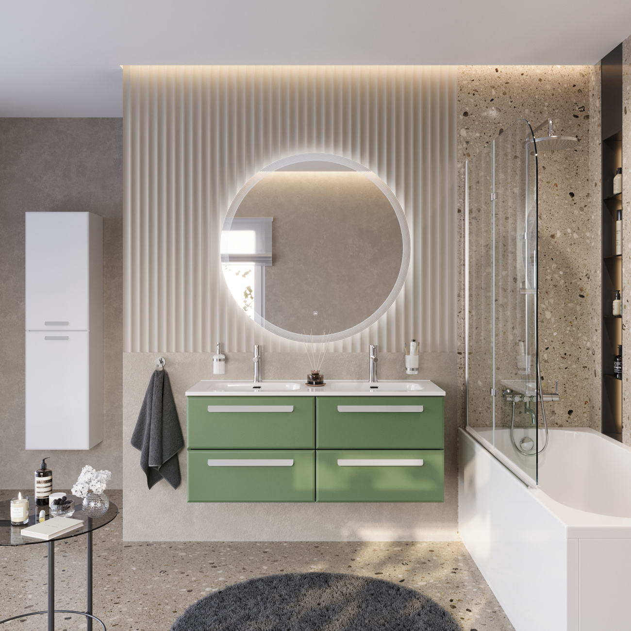 Тумба с раковиной Cezares Eco-Cer-N 120 см, 4 ящика Фисташковый Софт